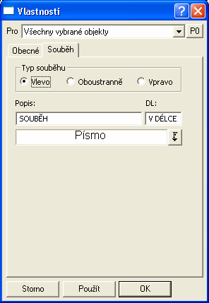 Při kresbě si objekt souběhu pod sebe vloží bílý obdélník, aby byly texty vždy dobře čitelné.