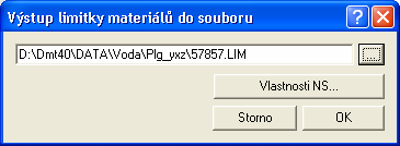 Tlačítko Vlastnosti NS otevírá dialog Vlastnosti potrubí v podélném řezu strana 51.