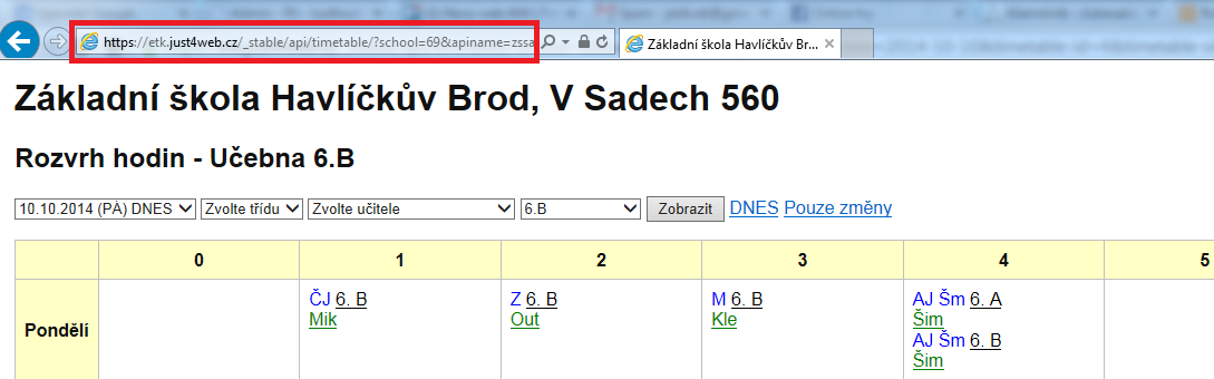 Publikace na webové stránky a tisk Publikace rozvrhu na webové stránky je velice jednoduchá. Provedete to přímo v administraci v sekci Rozvrhy hodin kliknutím na tlačítko.