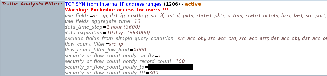 FTAS: TCP SYN flood aut. detekce AS-wide Dedikovaný filtr ve FTAS nastavení notifikačních parametrů: Počet záznamů v notifikaci např.
