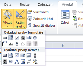 Vytvoření a úprava grafu Formuláře V aplikaci Microsoft Excel 2010 najdeme ovládací