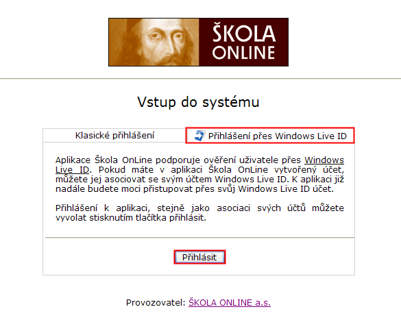 3.1.2 Ověření přes Windows Live ID Windows Live ID je kombinace e-mailové adresy a hesla, se kterou se můţeme přihlásit ke sluţbám Windows Live.