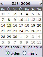 Kalendář lze kdykoli zobrazit kliknutím na ikonku kalendáře ( formuláře. ) v hlavičce stránky z jakéhokoli jiného 3.4.