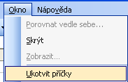 9.4 Rozdělení tabulky ukotvit příčky Zejména u dlouhých tabulek se může snadno stát, že horní řádek (hlavička tabulky) není vidět, protože zrovna stojíme hluboko v tabulce (např. na řádku 250).