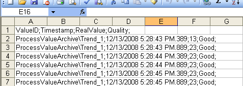 Trends & Alarms CSV-Export zobrazených dat v