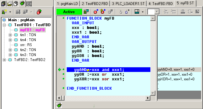 13. LADĚNÍ PROGRAMU 13. Ladění programu Ověření funkce zapsaného řídícího algoritmu se nazývá Ladění programu. Pro ladění je prostředí Mosaic vybaveno několika nástroji jak bylo uvedeno již v kap.4.