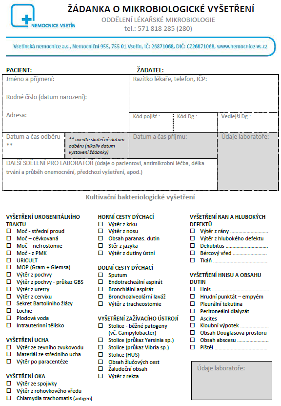 Laboratorní příručka oddělení lékařské