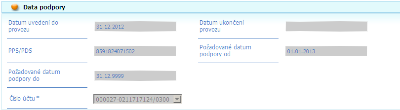 Druh podpory Tento oddíl formuláře slouží k nastavení formy podpory. Kliknutím na tlačítko nový vyskočí další podformulář pro formu podpory. Tento podformulář je povinné vyplnit pro zažádání podpory.