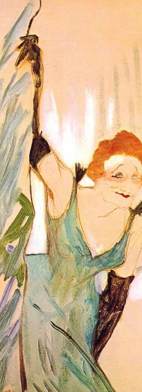 Henri de Toulouse-Lautrec Yvette Guilbertová klanějící se divákům o při dvojím pádu si zlomil obě nohy a do smrti zůstal zmrzačený o stal se vášnivým pozorovatelem