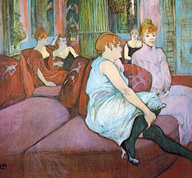 Henri de Toulouse Lautrec o obraz vznikl na podkladě celé řady studií slečen z veřejného domu o studie