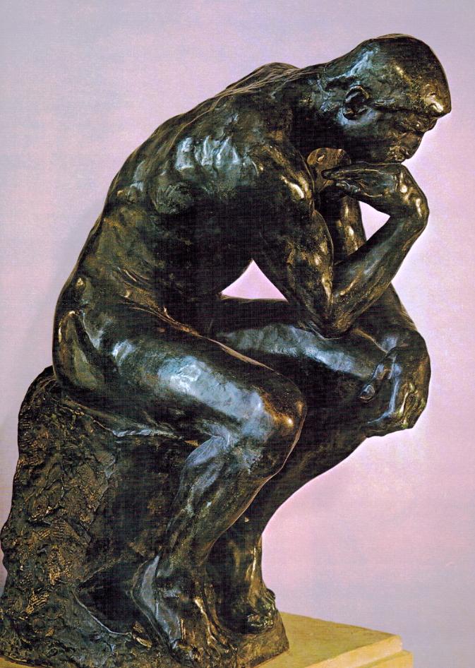 Auguste Rodin Myslitel o Rodin se pokoušel při práci prožívat pocity, jaké asi měl Bůh, když vytvářel svět, a z této snahy se zrodil