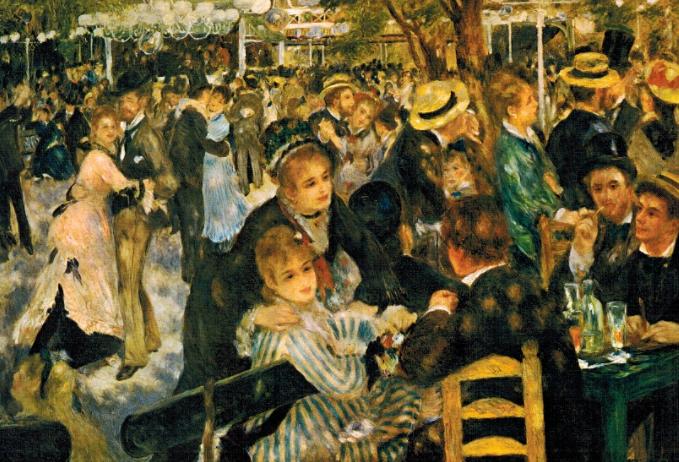 Auguste Renoir Moulin de la Galette o proslulá taneční kavárna na Montmartu o v
