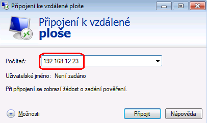 5.2.1. Ve virtuálním PC otevřete příkazový řádek a zadejte ipconfig, abyste zjistili IP adresu. 5.2.2. Ve fyzickém PC spusťte Připojení ke vzdálené ploše.