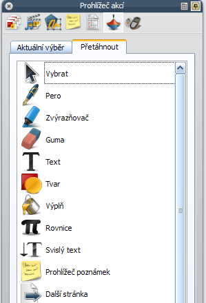 3.1.6 Prhlížeč akcí pmcí prhlížeče akcí lze k bjektům rychle přiřazvat akce všechny akce jsu rzděleny d kategrií, které umžňují vybírat akce pdle jejich typu v předváděcím sešitu lze nastavit libvlný