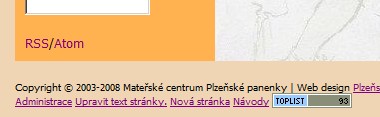 v patičce stránky vidět jen odkaz Administrace.