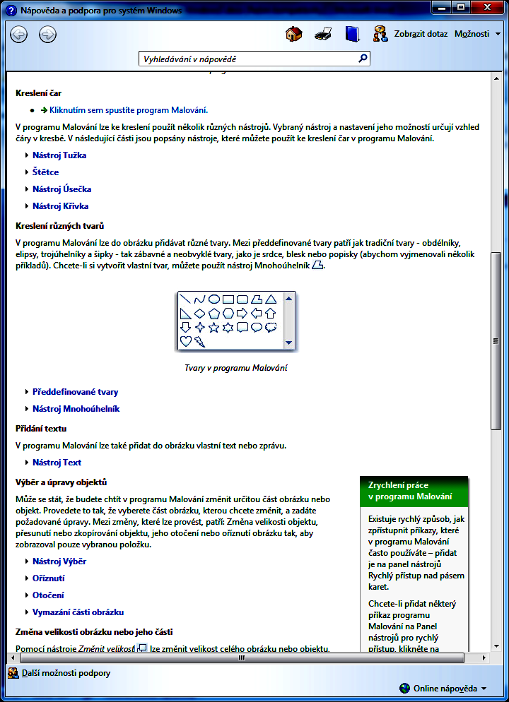 atd. V Nápovědě programu najdete