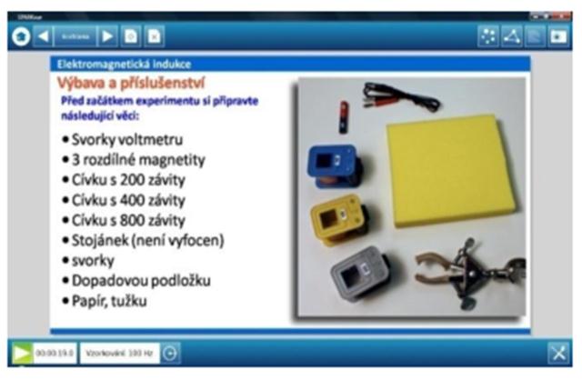 Průvodce teorií i experimentem V základní nabídce (Domeček) zvolíme položku OTEVŘÍT. Nejvýraznější vlastností SPARK je možnost propojení teorie a experimentu.