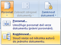 Přijetí či odmítnutí změn Jednotlivé vyznačené změny v dokumentu můžete odmítnout nebo přijmout. Postup: 1. Přepněte se na kartu Revize. 2.