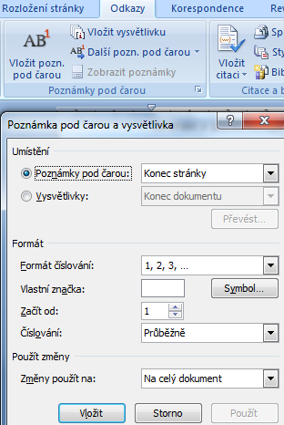 Vytvoření rejstříku Výběr položek rejstříku Je možné automaticky vytvořit i rejstřík.