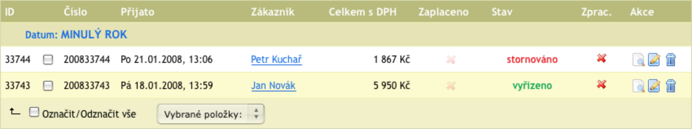 11 / 71 Manuál - Vyzvednutí na prodejně:zde jsou objednávky, které jsou označené jako vyřízené a jako způsob dopravy byl vybrán vyzvednutí na prodejně Dále je možné v jednotlivých záložkách