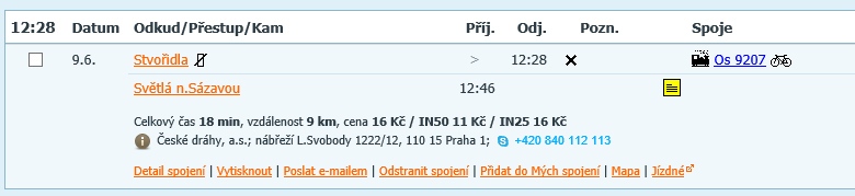 hod. Místo jednání v km 19. 6. 2014 Pelhřimov 8:00 Světlá nad Sázavou 8:40 34 km 19. 6. 2014 Světlá nad Sázavou 12:50 Pelhřimov 13:30 34 km 5.