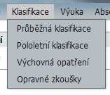 N a b í d k a K l a s i f i k a c e V sekci klasifikace si můžete prohlížet: Průběžnou klasifikaci přehled klasifikace v jednotlivých předmětech v aktuálním pololetí včetně váženého průměru podle