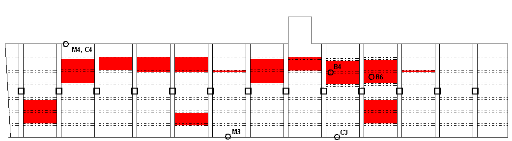 Schéma č.1: Půdorysné schéma stropní konstrukce nad 1.NP Schéma č.2: Půdorysné schéma stropní konstrukce nad 2.