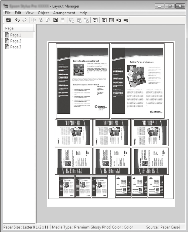 Další způsoby tisku Tisk více dokumentů (Layout Manager (Správce rozložení)) (pouze systém Windows) Dokumenty vytvořené v různých aplikacích je možné vytisknout dohromady v požadovaném uspořádání.