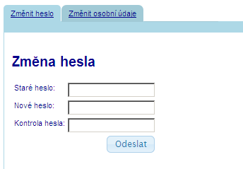 Editace osobních údajů Osobní údaje si může uživatel editovat sám, nebo mu mohou být změněny administrátorem.