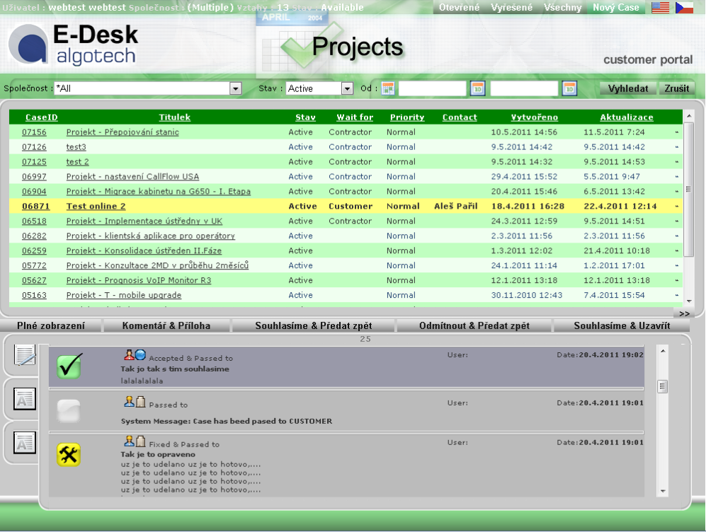 4. Outsourcing IT podle Algotechu Customer portál Incident management Instalovaná