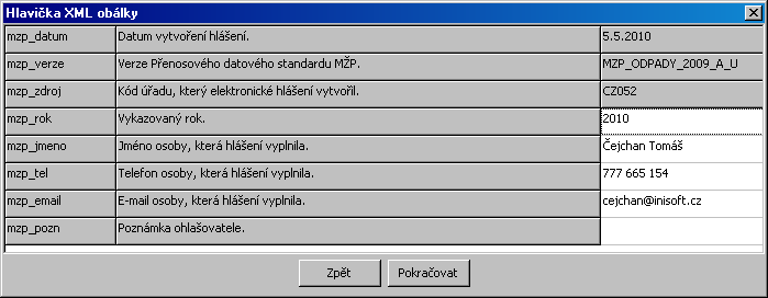 c) Po stisknutí tlačítka Export se na obrazovce objeví informační okno, které potvrdíte Pokračovat.