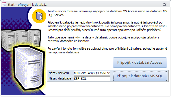 Instalace Stránka 5 z 11 Propojení klienta s databází Po instalaci klientů a databáze je nutné provést spojení klienta s databází, a to všude, kde je program (klient) instalován.