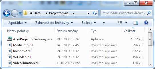 Podrobnosti (tlačítko Změnit zobrazeni), lze řadit soubory dle kliknutí na záhlaví seznamu: - Zde ukázka řazení dle Velikosti souboru (indikováno šipkou v záhlaví) 4.