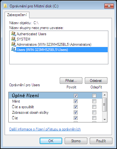 2. Nastavení práv před prvním spuštěním programu Program WinDUO pro správnou funkci spouštíme jako správce a nastavíme práva pro kořenovou složku.