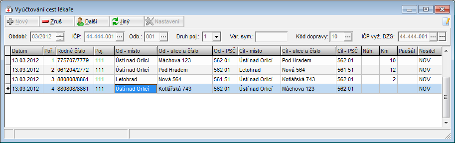 6.4.4 Nepravidelná péče (N) Ikona nebo volba Pojišťovna > Pořízení > Nepravidelná péče. Doklad nepravidelné péče je ve výchozím stavu společný pro všechny pacienty stejné pojišťovny.