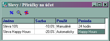 Do prvního pole zadejte název periody, např. Oběd. Do pole začátek napište čas (hodiny : minuty), kdy tato perioda začíná. Časem ukončení periody je čas začátku následující periody.