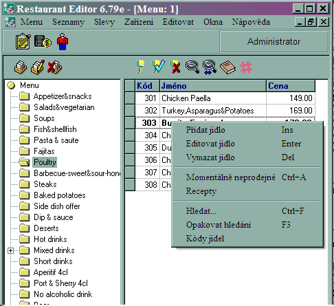R-Keeper V6 Руководство менеджера V pravé části panelu nástrojů je jméno uţivatele, který je momentálně přihlášen. pouţít Rozbalovací menu.