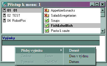 v dolním poli Výjimky a pouţijte odpovídající poloţku rozbalovacího menu. 4.9.1 Denní výjimky Obr.