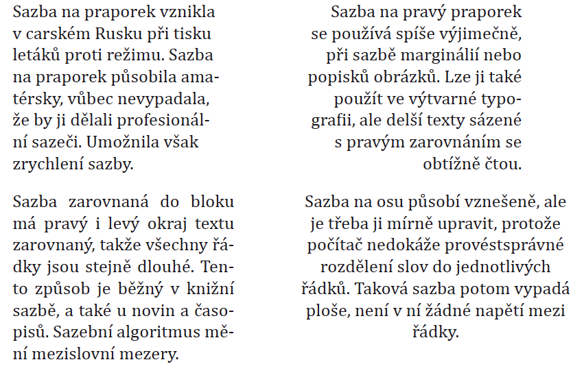 Zarovnání textu Text zarovnaný do bloku má pravý i levý okraj textu zarovnaný, takže všechny řádky jsou stejně dlouhé.