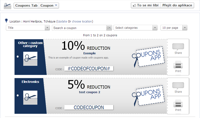Kupony Kupony jsou vysoce účinná aplikace pro měření efektu Facebooku na prodeje.