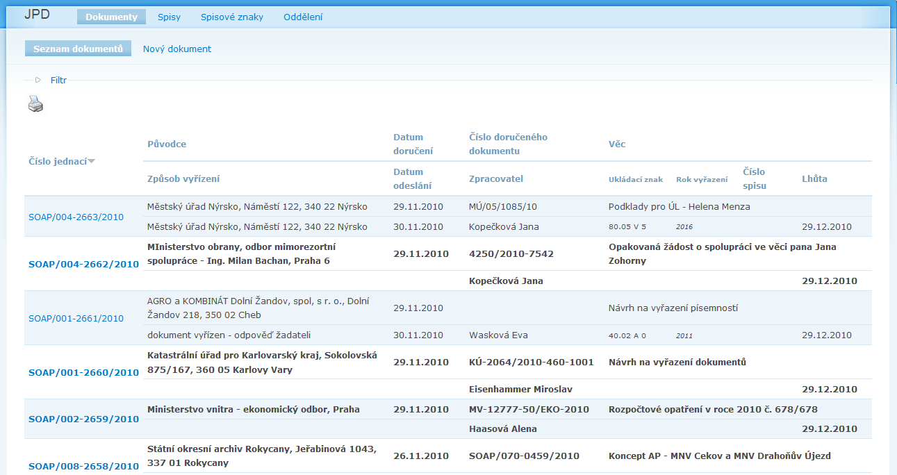 2010: Zprovozněny nové webové stránky a intranetové aplikace vytvořené informatiky SOA v Plzni (včetně převodu dat z původních aplikací) Zprovozněn