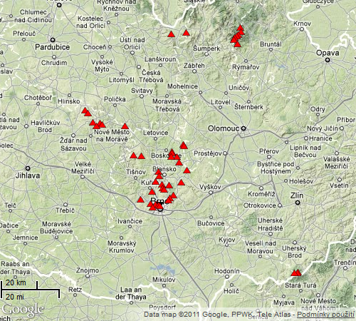 3 Obrázek 1: Vrcholová výškovnice pro Brno větší výšky. Na rozdíl od hledání výškovnice je tedy nalezení inverzní výškovnice poměrně jednoduchou záležitostí.