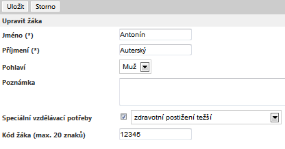 Poznámka V případě automatizovaného generování souboru se seznamem žáků zajistěte, aby bylo použito kódování UTF-8. 4.