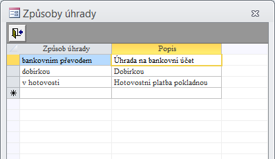 Způsoby úhrady Aby bylo možné v programu a na sestavách zadávat způsoby úhrady,