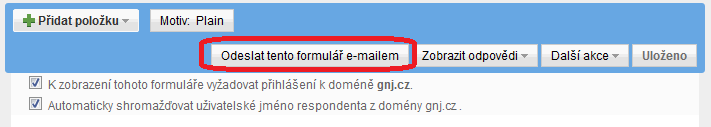 Obrázek 7 - Hotový formulář 4. Jak vytvořený dotazník nasdílíte kolegům? Na výběr máte několik možností distribuce dotazníku.