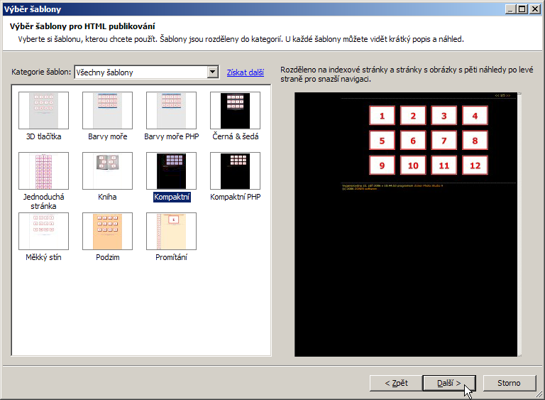 příkaz Publikovat, Vytvořit galerii HTML.