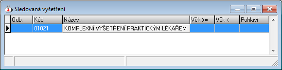 MEDICUS 3 Komfort 4.8.5 Sledovaná vyšetření Pojišťovna > Číselníky > Sledovaná vyšetření Tuto funkci nelze nazývat kontrolou, ale navazuje na předchozí funkce.