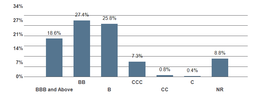 Credit Rating BBB a vyšší Zdroj: Pioneer Investments k 30. 6. 2015. Pro účely Úvěrového hodnocení a kalkulace Průměrné úvěrové kvality je použit průměr dostupných ratingů agentur S&P, Moodys a Fitch.