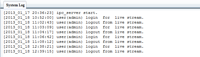 3.6.2. Nastavení času Obrázek 28 Nastavte datum nebo si zvolte NTP server pro automatické řízení času 3.6.3. Zařízení Obrázek 29 3.6.4. System Log Obrázek 30 4. Připojení ke kameře jinými programy 4.