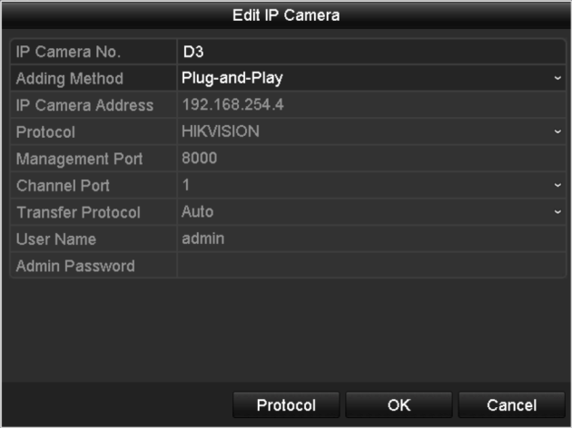 Připojte síťové kamery k rozhraním PoE. 1. Vstupte do rozhranípro správu kamer. Menu (Nabídka) > Camera (Kamera) Figure 2.